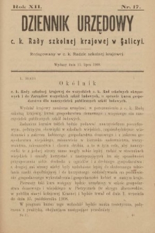 Dziennik Urzędowy c. k. Rady Szkolnej Krajowej w Galicyi. 1908, nr 17