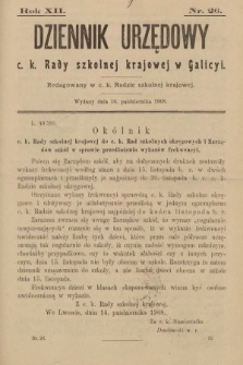 Dziennik Urzędowy c. k. Rady Szkolnej Krajowej w Galicyi. 1908, nr 26