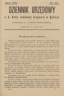 Dziennik Urzędowy c. k. Rady Szkolnej Krajowej w Galicyi. 1908, nr 29