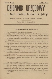 Dziennik Urzędowy c. k. Rady Szkolnej Krajowej w Galicyi. 1908, nr 30