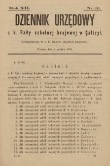 Dziennik Urzędowy c. k. Rady Szkolnej Krajowej w Galicyi. 1908, nr 31