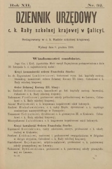 Dziennik Urzędowy c. k. Rady Szkolnej Krajowej w Galicyi. 1908, nr 32