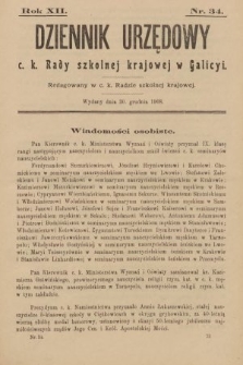 Dziennik Urzędowy c. k. Rady Szkolnej Krajowej w Galicyi. 1908, nr 34