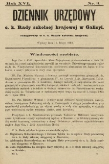 Dziennik Urzędowy c. k. Rady szkolnej krajowej w Galicyi. 1912, nr 3