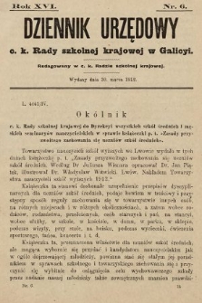 Dziennik Urzędowy c. k. Rady szkolnej krajowej w Galicyi. 1912, nr 6