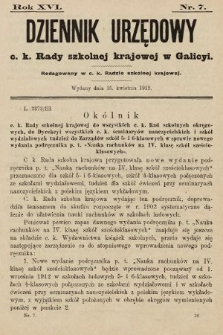 Dziennik Urzędowy c. k. Rady szkolnej krajowej w Galicyi. 1912, nr 7