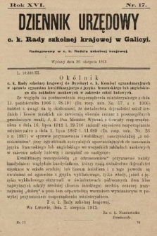 Dziennik Urzędowy c. k. Rady szkolnej krajowej w Galicyi. 1912, nr 17