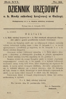 Dziennik Urzędowy c. k. Rady szkolnej krajowej w Galicyi. 1912, nr 22