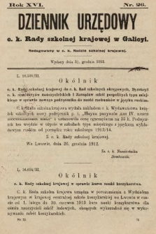 Dziennik Urzędowy c. k. Rady szkolnej krajowej w Galicyi. 1912, nr 26