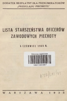 Lista starszeństwa oficerów zawodowych piechoty - 5 czerwiec 1935 r.