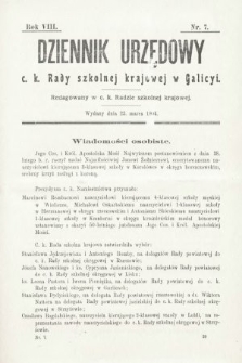Dziennik Urzędowy c. k. Rady Szkolnej Krajowej w Galicyi. 1904, nr 7