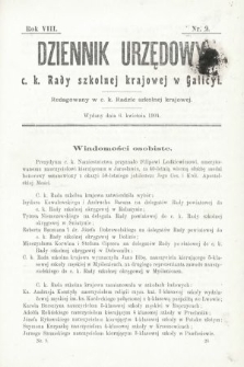 Dziennik Urzędowy c. k. Rady Szkolnej Krajowej w Galicyi. 1904, nr 9