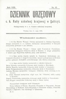Dziennik Urzędowy c. k. Rady Szkolnej Krajowej w Galicyi. 1904, nr 12