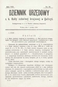 Dziennik Urzędowy c. k. Rady Szkolnej Krajowej w Galicyi. 1904, nr 30