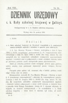 Dziennik Urzędowy c. k. Rady Szkolnej Krajowej w Galicyi. 1904, nr 31