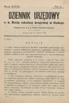 Dziennik Urzędowy c.k. Rady szkolnej krajowej w Galicyi. 1918, nr 1