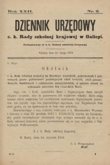 Dziennik Urzędowy c.k. Rady szkolnej krajowej w Galicyi. 1918, nr 2