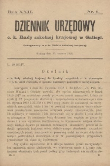 Dziennik Urzędowy c.k. Rady szkolnej krajowej w Galicyi. 1918, nr 6