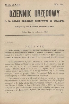 Dziennik Urzędowy c.k. Rady szkolnej krajowej w Galicyi. 1918, nr 10