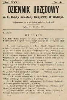 Dziennik Urzędowy c. k. Rady szkolnej krajowej w Galicyi. 1913, nr 4