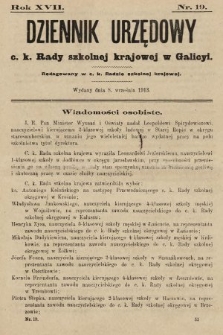 Dziennik Urzędowy c. k. Rady szkolnej krajowej w Galicyi. 1913, nr 19
