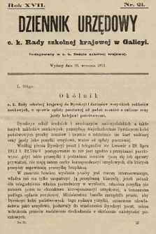 Dziennik Urzędowy c. k. Rady szkolnej krajowej w Galicyi. 1913, nr 21