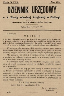 Dziennik Urzędowy c. k. Rady szkolnej krajowej w Galicyi. 1913, nr 24
