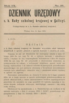 Dziennik Urzędowy c. k. Rady szkolnej krajowej w Galicyi. 1905, nr 19