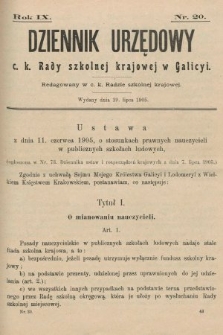 Dziennik Urzędowy c. k. Rady szkolnej krajowej w Galicyi. 1905, nr 20