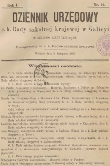 Dziennik Urzędowy C. K. Rady Szkolnej Krajowej w Galicyi w Zakresie Szkół Ludowych. 1897, nr 16