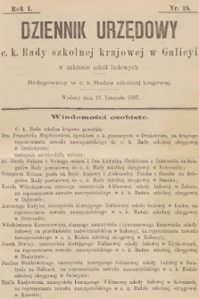 Dziennik Urzędowy C. K. Rady Szkolnej Krajowej w Galicyi w Zakresie Szkół Ludowych. 1897, nr 18