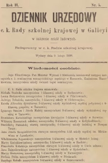 Dziennik Urzędowy C. K. Rady Szkolnej Krajowej w Galicyi w Zakresie Szkół Ludowych. 1898, nr 5