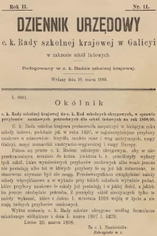 Dziennik Urzędowy C. K. Rady Szkolnej Krajowej w Galicyi w Zakresie Szkół Ludowych. 1898, nr 11