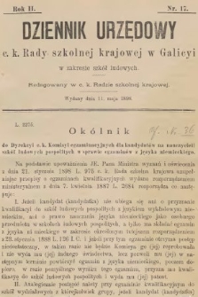 Dziennik Urzędowy C. K. Rady Szkolnej Krajowej w Galicyi w Zakresie Szkół Ludowych. 1898, nr 17