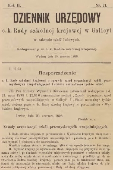 Dziennik Urzędowy C. K. Rady Szkolnej Krajowej w Galicyi w Zakresie Szkół Ludowych. 1898, nr 21