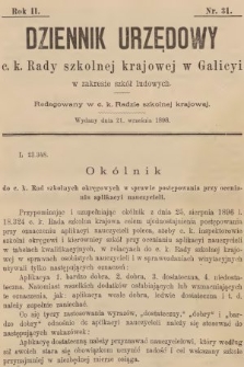 Dziennik Urzędowy C. K. Rady Szkolnej Krajowej w Galicyi w Zakresie Szkół Ludowych. 1898, nr 31