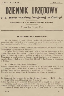 Dziennik Urzędowy c. k. Rady szkolnej krajowej w Galicyi. 1914, nr 10