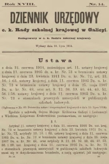 Dziennik Urzędowy c. k. Rady szkolnej krajowej w Galicyi. 1914, nr 14