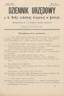 Dziennik Urzędowy c. k. Rady szkolnej krajowej w Galicyi. 1903, nr 12