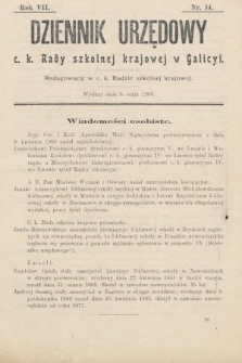 Dziennik Urzędowy c. k. Rady szkolnej krajowej w Galicyi. 1903, nr 14