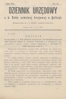 Dziennik Urzędowy c. k. Rady szkolnej krajowej w Galicyi. 1903, nr 21