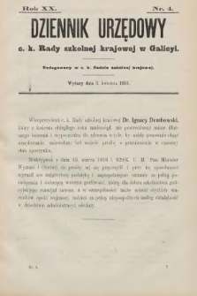 Dziennik Urzędowy C. K. Rady Szkolnej Krajowej w Galicyi. 1916, nr 4