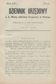 Dziennik Urzędowy C. K. Rady Szkolnej Krajowej w Galicyi. 1916, nr 6