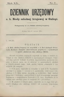 Dziennik Urzędowy C. K. Rady Szkolnej Krajowej w Galicyi. 1916, nr 7