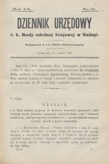 Dziennik Urzędowy C. K. Rady Szkolnej Krajowej w Galicyi. 1916, nr 10