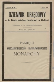 Dziennik Urzędowy C. K. Rady Szkolnej Krajowej w Galicyi. 1916, nr 14