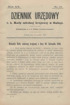 Dziennik Urzędowy C. K. Rady Szkolnej Krajowej w Galicyi. 1916, nr 15