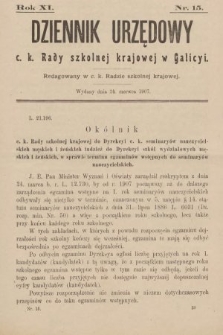 Dziennik Urzędowy C. K. Rady Szkolnej Krajowej w Galicyi. 1907, nr 15