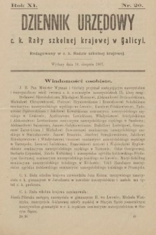 Dziennik Urzędowy C. K. Rady Szkolnej Krajowej w Galicyi. 1907, nr 20
