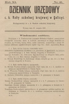 Dziennik Urzędowy C. K. Rady Szkolnej Krajowej w Galicyi. 1907, nr 21